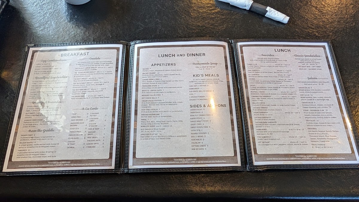 Jack's Diner Menu - Image 1