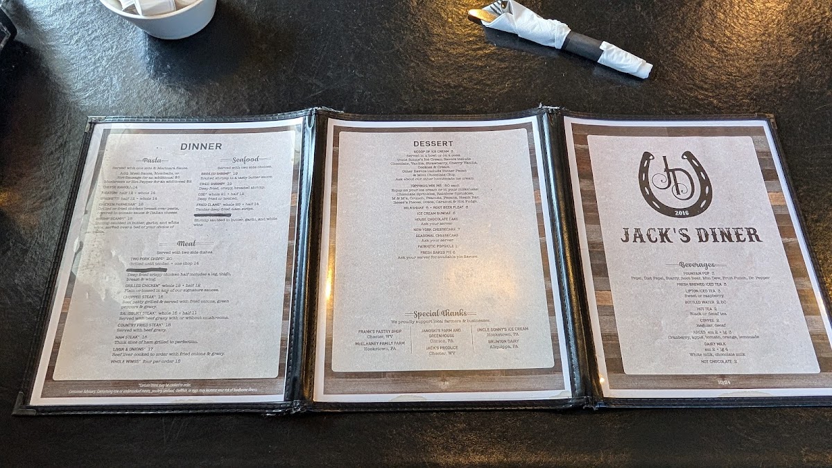 Jack's Diner Menu - Image 3